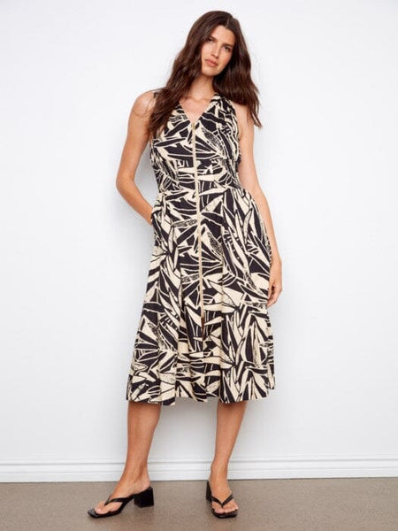 ZIPPER FRONT PRINTED DRESS WITH SIDE POCKETS Dresses Charlie B S Luna P177 