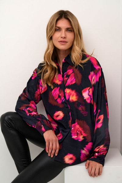 ABSTRACT FLORAL PRINT BLOUSE Blouse Kaffe 34 Black/Pink 