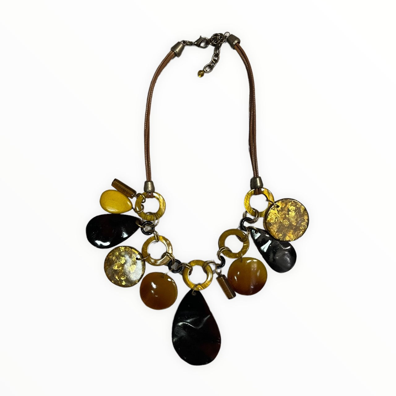 AMBER BROWN MIX PENDANT NECKLACE Necklaces FashionWear Collection Amber/Brown 