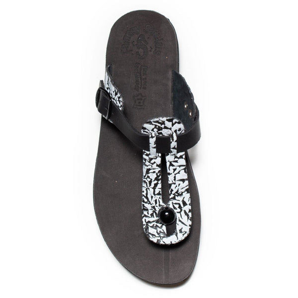 BLACK WHITE BUCKLE STRAP SANDAL Sandal Sole Mio 