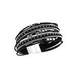 BLACK WRAP BRACELET WTH RHINESTONES Jewelry FashionWear Collection Black 