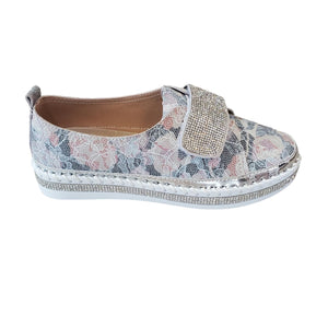 BLING STRAP FLORAL GREY ROSE SHOE Shoes Little Empress 36 Grey/Floral 
