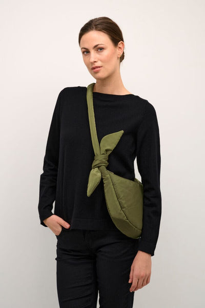 BOW DETAIL KHAKI CROSSOVER QUILTED BAG Crossbody CREAM 
