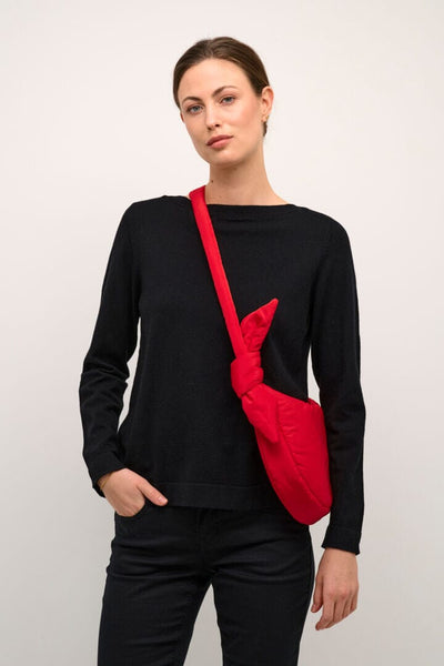 BOW DETAIL RED CROSSOVER QUILTED BAG Crossbody CREAM 