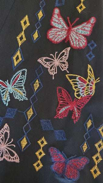 BUTTERFLY EMBROIDERED BLACK FLARED LEGGING Legging FashionWear Collection 