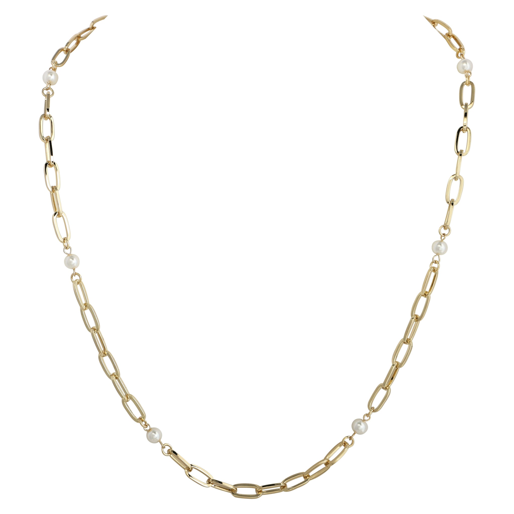 CREAM PEARL GOLD CHAIN LINK NECKLACE necklace Merx Gold 