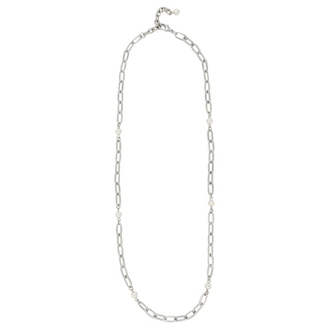 CREAM PEARL SILVER CHAIN LINK NECKLACE necklace Merx Silver 