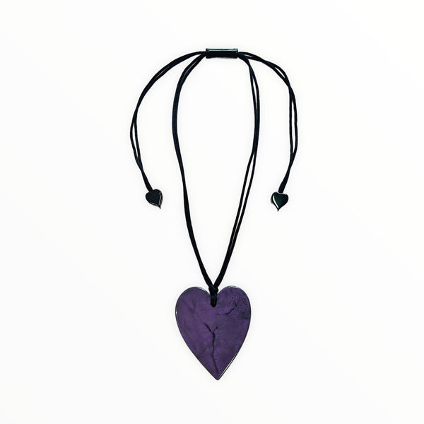 DOUBLE SIDED PURPLE RESIN HEART NECKLACE Necklaces Zsiska 