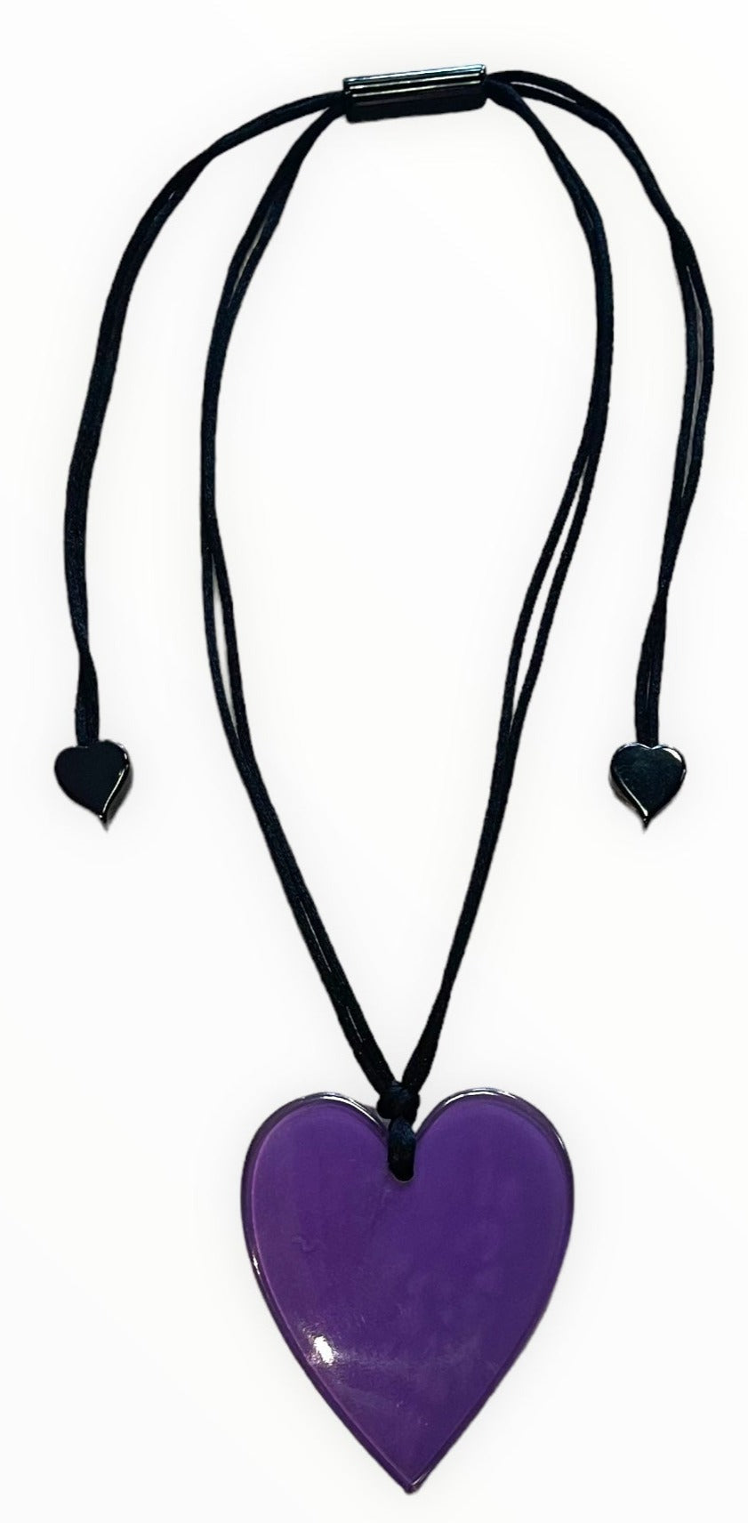 DOUBLE SIDED PURPLE RESIN HEART NECKLACE Necklaces Zsiska Purple 