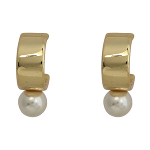 DROP PEARL SEMI CIRCLE GOLD EARRINGS FashionWear Canada Gold 