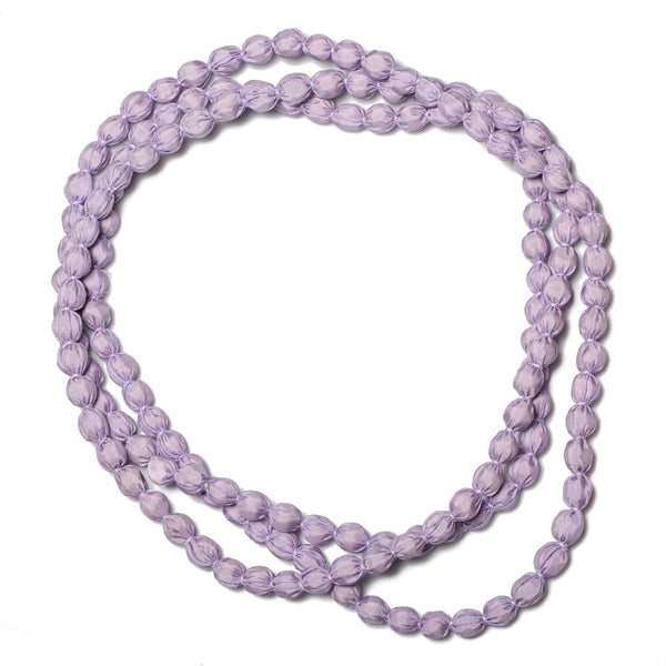 EXTRA LONG LILAC FABRIC BALL NECKLACE Suzie Blue 