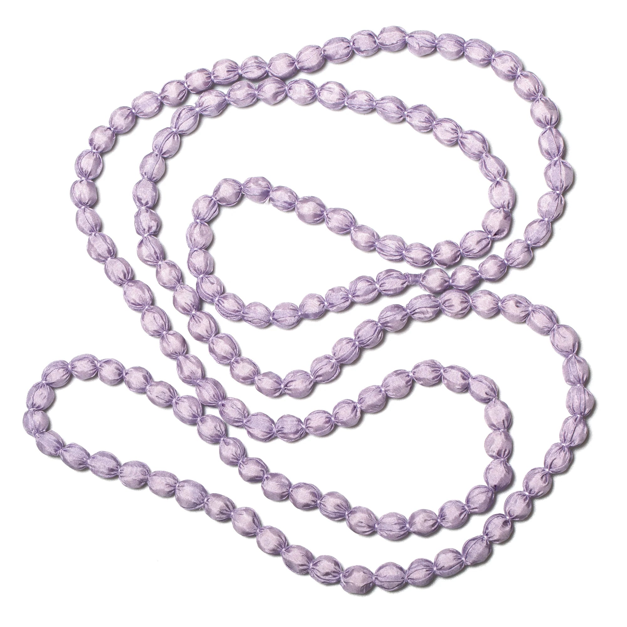 EXTRA LONG LILAC FABRIC BALL NECKLACE Suzie Blue Lilac 