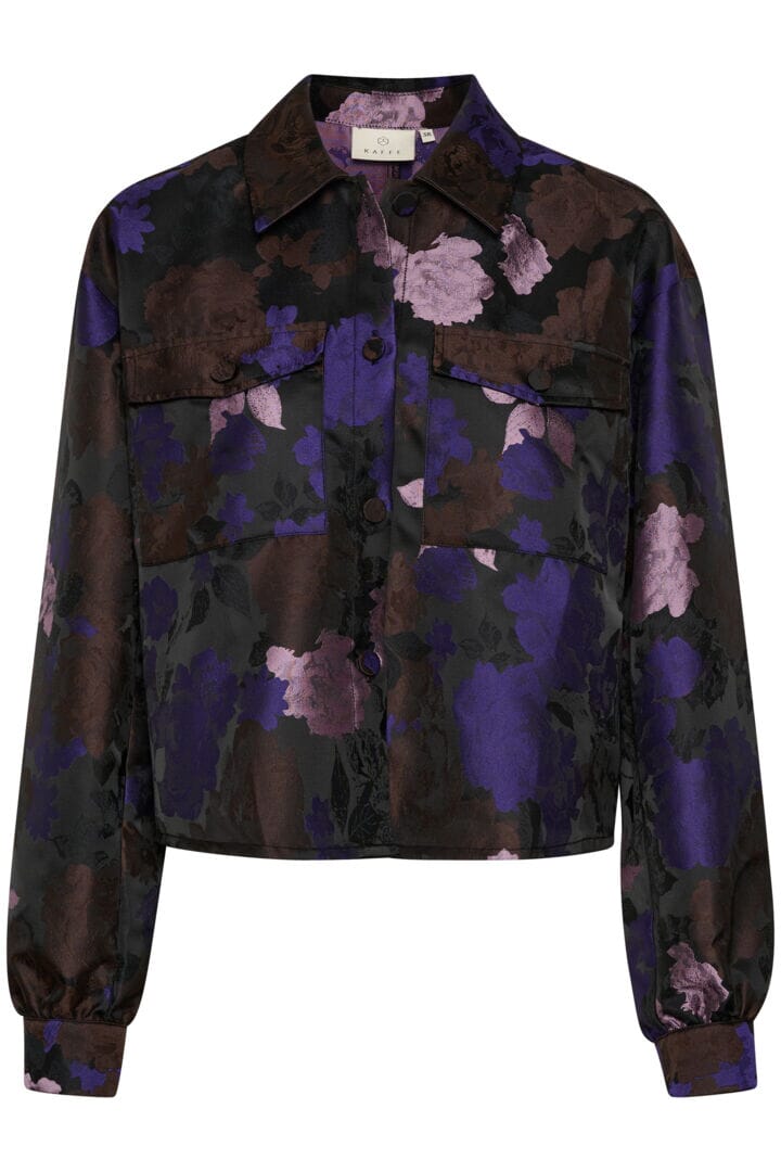 FLORAL JACQUARD JACKET Jacket FashionWear Canada 34 Black/Brown/Purple 