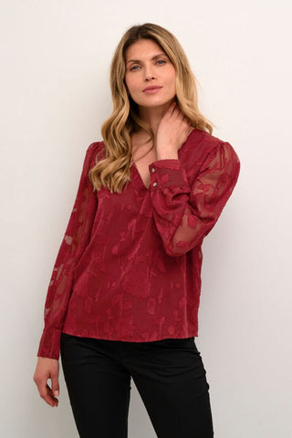 FLORAL LACE RED LINED BLOUSE Blouse Kaffe 