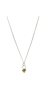 GOLD HEART DOUBLE SILVER CIRCLE NECKLACE FashionWear Collection Gold 