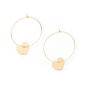 GOLD HEART ON HOOOP EARRINGS Earrings FashionWear Collection Gold 