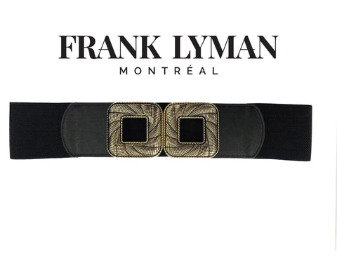 GOLD SQUARE BUCKLE BLACK ELASTIC BELT Belt Frank Lyman S Black/Gold 
