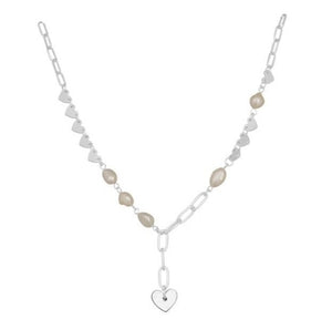 HEART AND PEARL SHINY SILVER NECKLACE Necklaces Merx Silver 