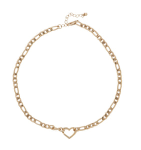 HEART CHAIN LINK GOLD NECKLACE necklace Merx Gold 