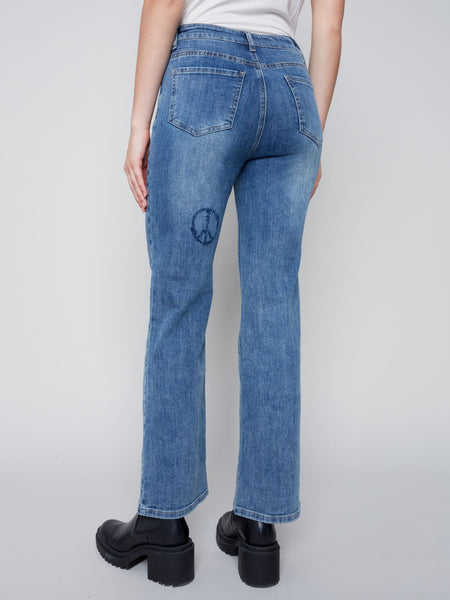HEART EMBROIDERED STRAIGHT LEG JEAN Jeans Charlie B. 