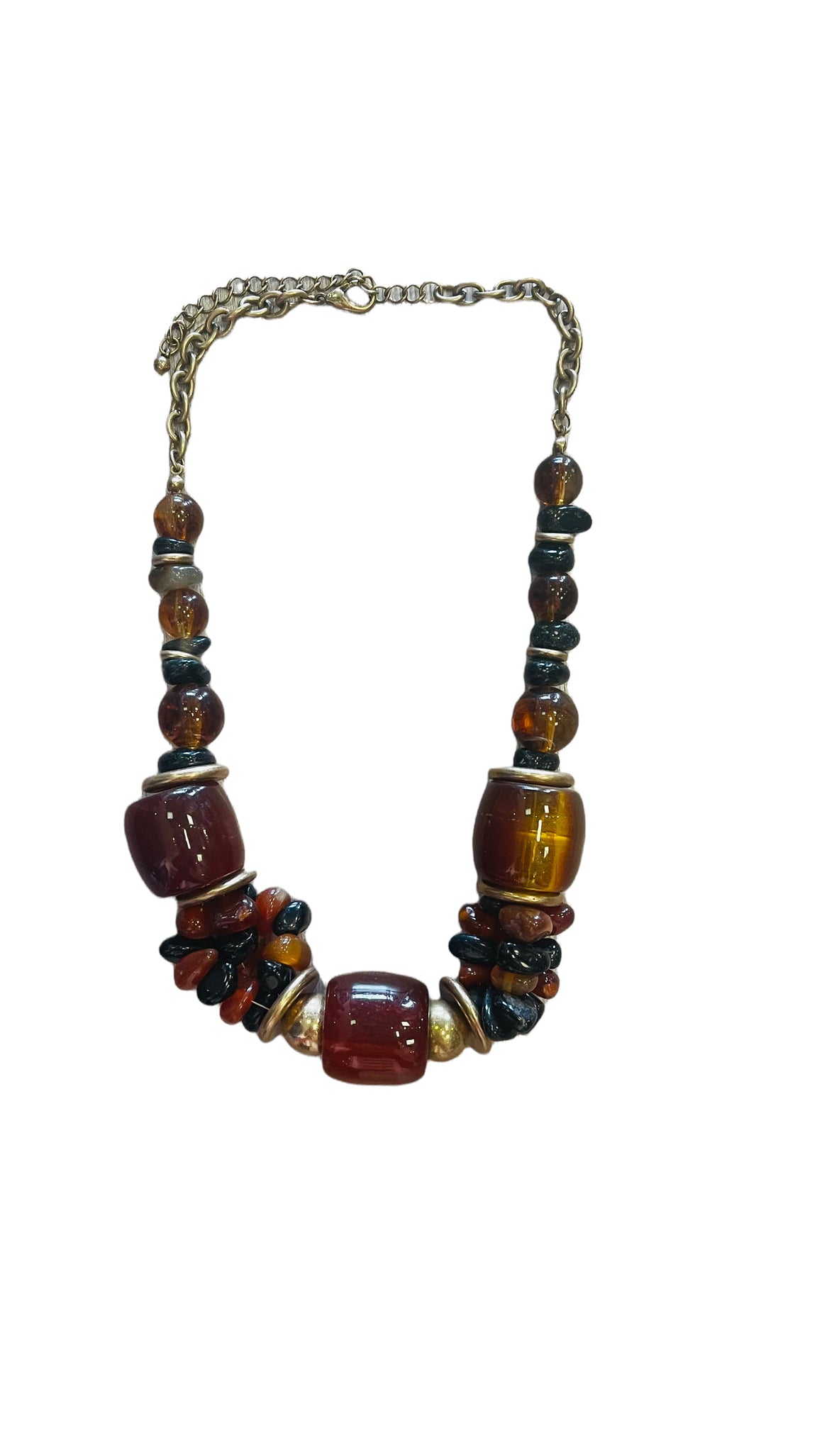 LARGE COGNAC BEADED NECKLACE Necklaces FashionWear Collection 