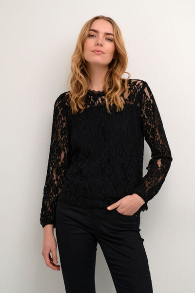 LINED BLACK LACE TOP Top CREAM 