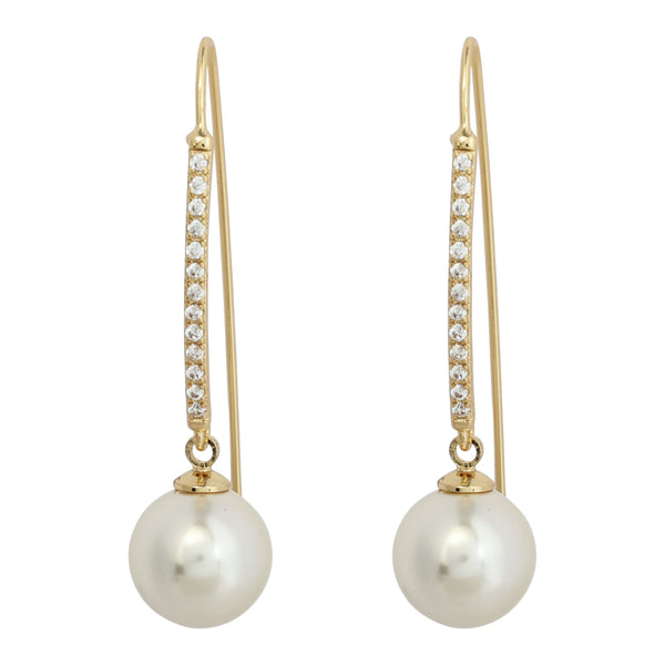 LONG CRYSTAL GOLD PEARL DROP EARRINGS FashionWear Canada