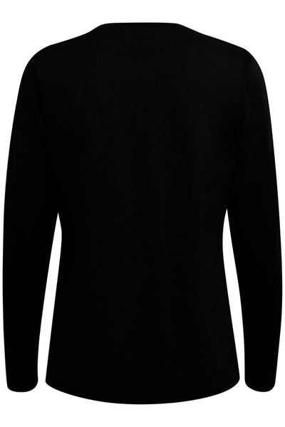 BLACK LONG SLEEVE V NECK T SHIRT Shirts & Tops CREAM 