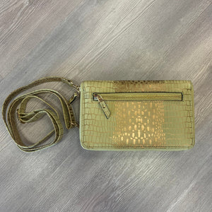 METALLIC YELLOW LEATHER WALLET CROSSBODY BAG Wallet Vintage Decor Yellow/Metallic 