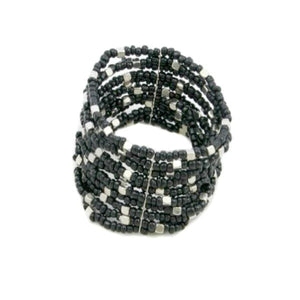 MULTI STRAND STRETCH CUFF BLACELET Bracelet FashionWear Collection Black 