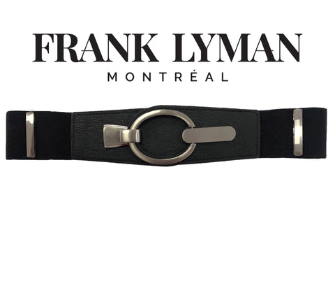 OVAL BUCKLE BLACK ELASTIC BELT Belt Frank Lyman S Black/Silver 