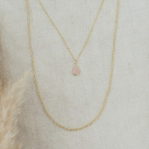 PINK DROP GOLD NECKLACE Necklaces Glee Gold 