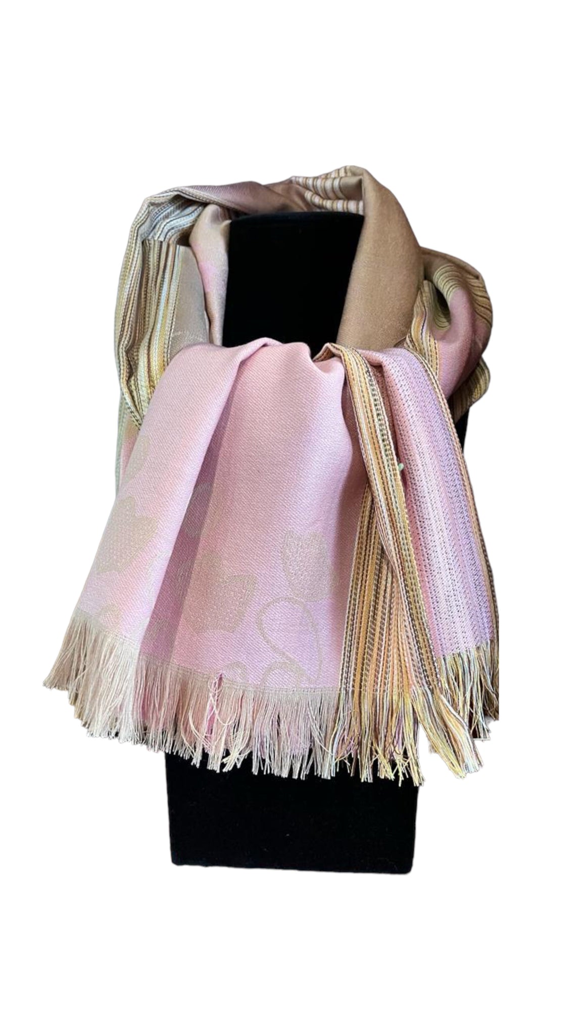 PINK TAUPE STRIPE SCARF Scarves FashionWear Collection Rose/Taupe 