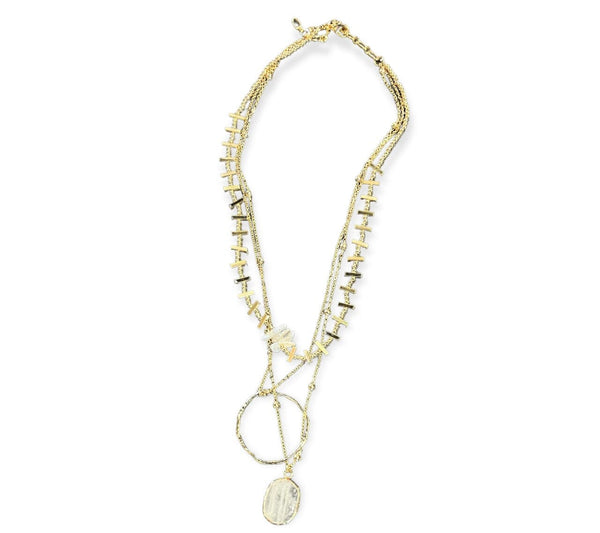 ROCK CRYSTAL SHINY GOLD NECKLACE Necklaces Merx 
