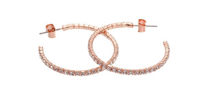ROSE GOLD CLEAR RHINESTONE HOOP EARRING Jewelry FashionWear Collection Rose Gold 