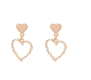 ROSE GOLD HEART CRYSTAL EARRING Jewelry FashionWear Collection Rose Gold 
