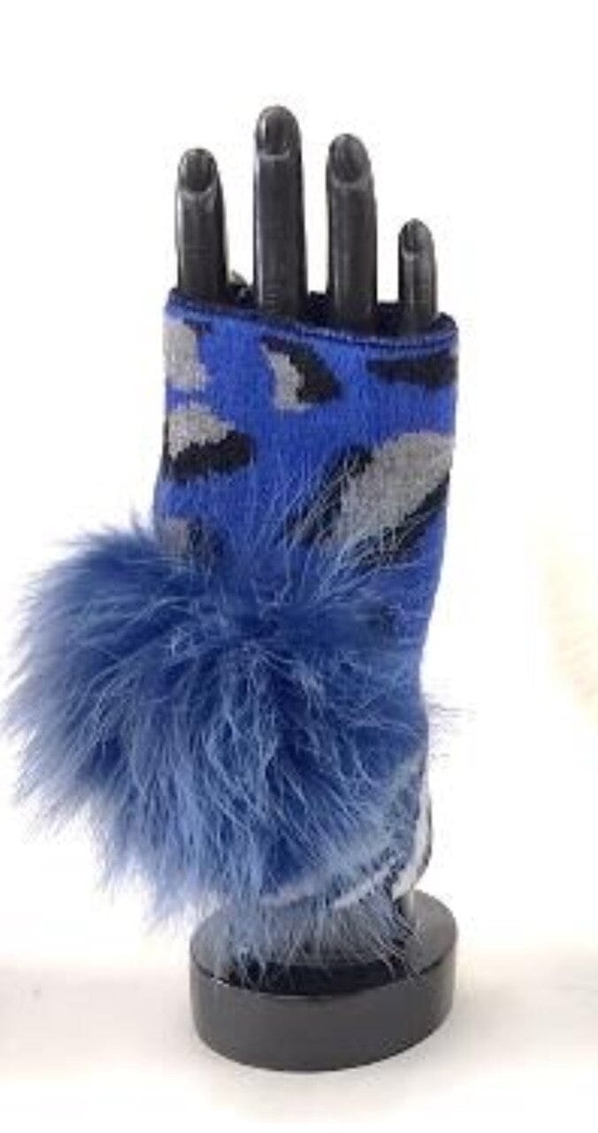 ROYAL BLUE LEOPARD PRINT FINGERLESS GLOVES Gloves FashionWear Collection Royal Blue 