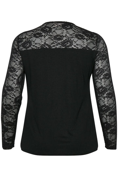 SHEER LACE SLEEVE NECK DETAIL TOP Kaffe 