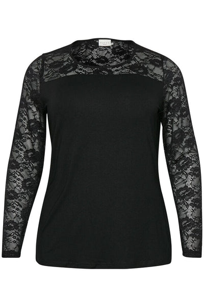 SHEER LACE SLEEVE NECK DETAIL TOP Kaffe 