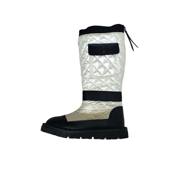 SIDE POCKET WHITE QUILTED BOOTS Little Empress 