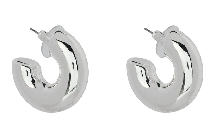 SILVER SEMI CIRCLE CHUNKY EARRINGS Earrings Merx Silver 