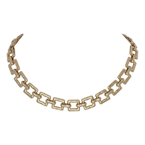 SQUARE CHAIN LINK GOLD NECKLACE necklace Merx Gold 