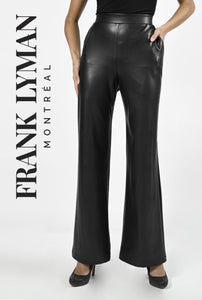 STRAIGHT LEG FAUX LEATHER PULL ON PANT Pants Frank Lyman 6 Black 