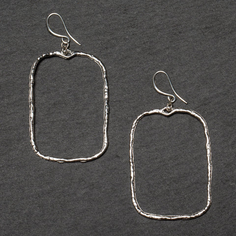 TEXTURED RECTANGULAR SHAPED EARRINGS Earrings FashionWear Collection Silver 