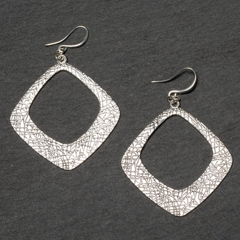 TEXTURED SQUARE SHAPED EARRINGS Earrings FashionWear Collection Silver 