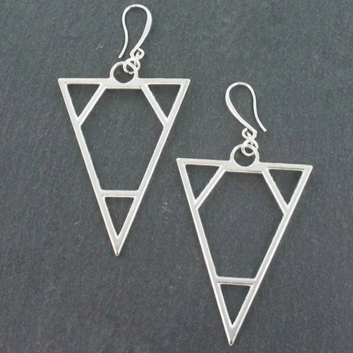 TRIANGLE SHAPED EARRINGS Earrings FashionWear Collection Silver 