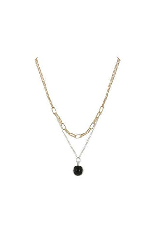 TWO STRAND TWO TONE PENDANT NECKLACE Necklaces FashionWear Collection 